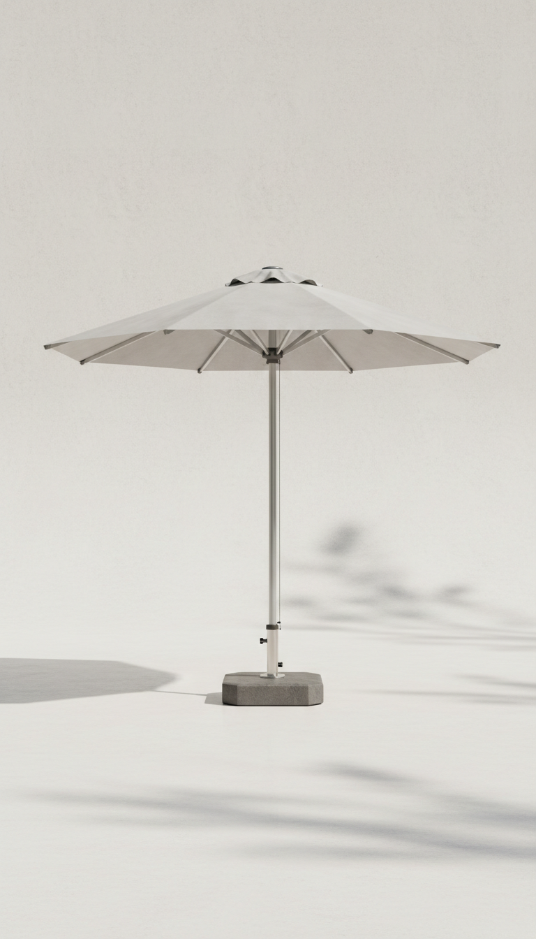 Stone Silver compact patio umbrella